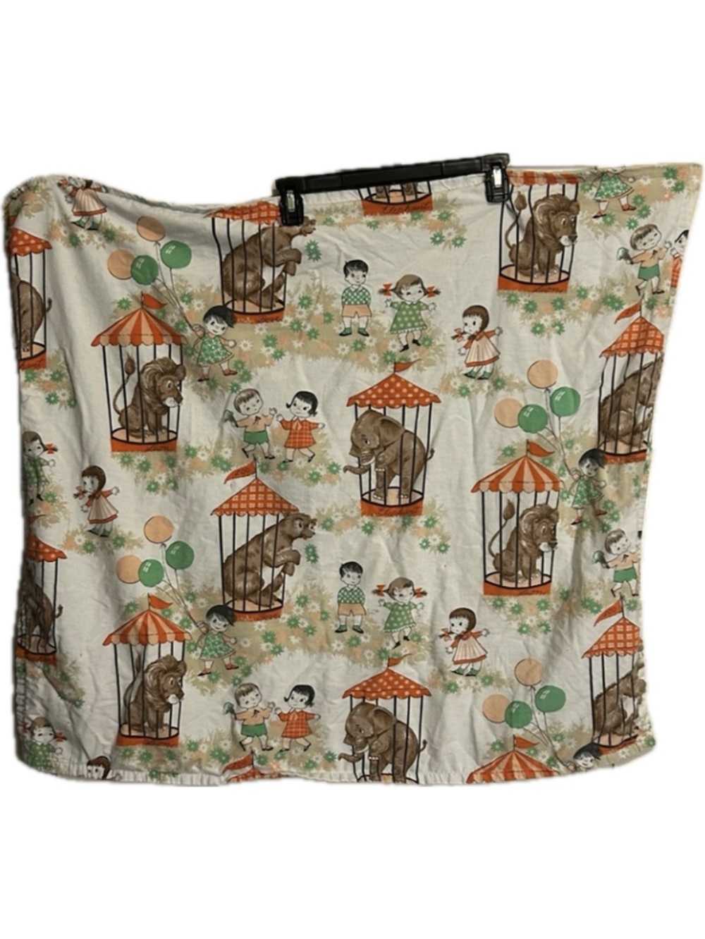 RARE Vintage Retro Dick & Jane fabric Baby Blanket “Visit to the Zoo” 1960’s